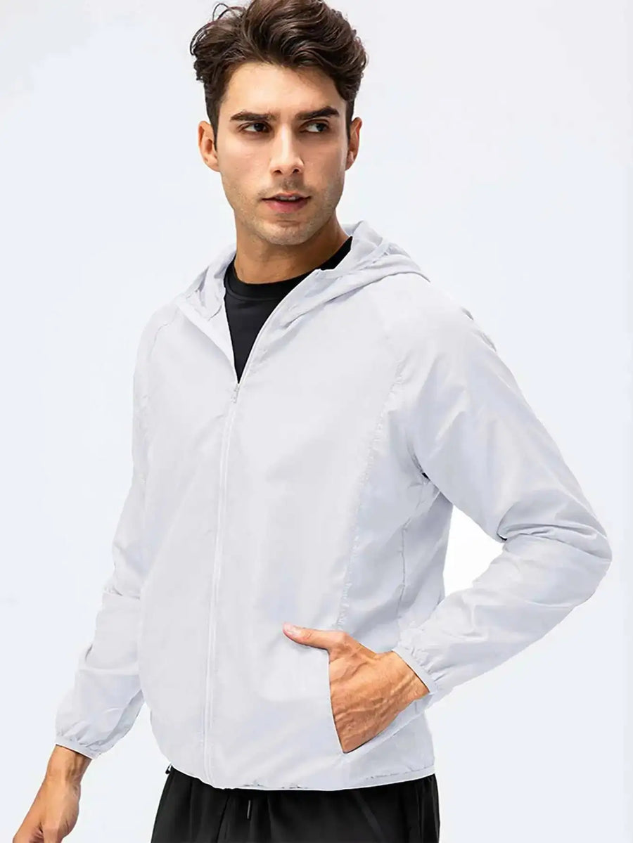 Unisex Leichte Kapuzenjacke Windbreaker mit Reißverschluss