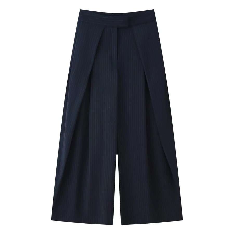 Damen Culottes Weites Bein Plissee Hose Kurz Unifarben