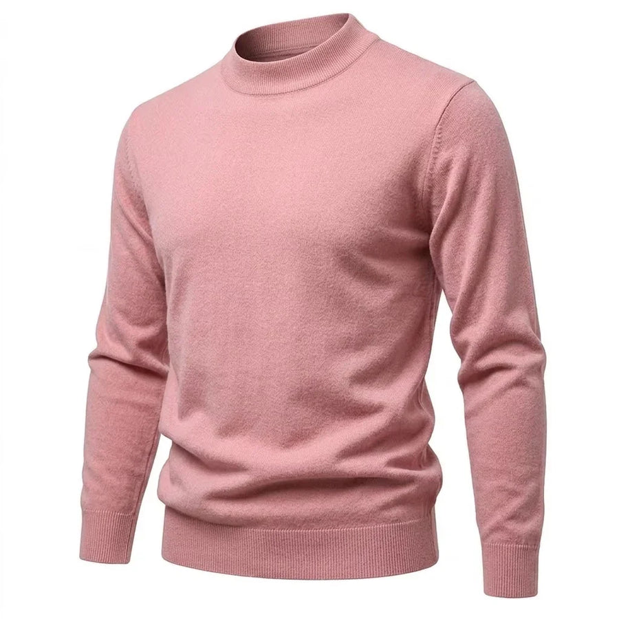 Heren trui met mock neck, geribde col en casual gebreid ontwerp