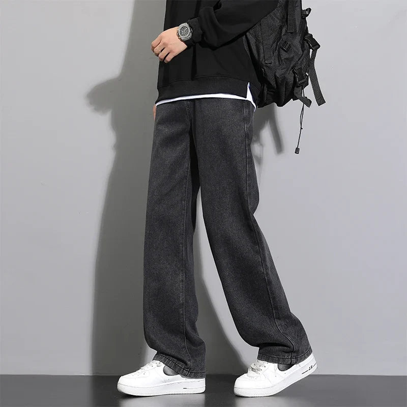 Herenjeans met ruime pasvorm en rechte pijpen denim broek