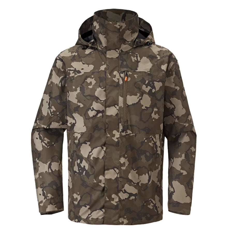 Herren Outdoorjacke Tarnmuster mit Kapuze & Reißverschluss, wasserabweisend