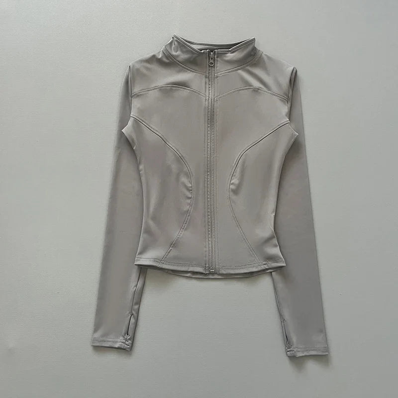Damen Sportjacke mit Stehkragen & Reißverschluss Lange Ärmel