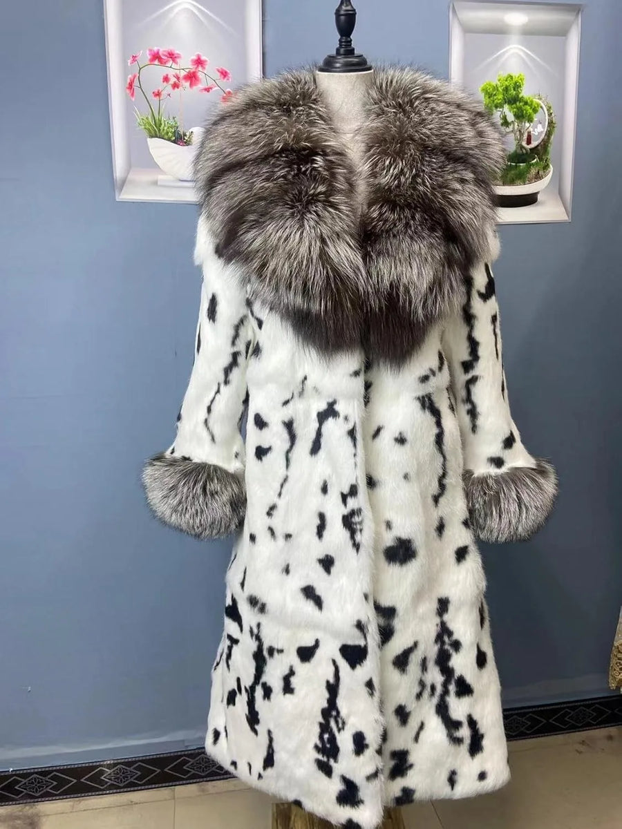 Damen Wintermantel aus Kunstpelz mit breitem Kragen und Gürtel