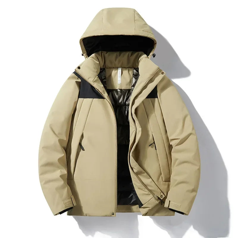 Unisex Winterjacke mit Kapuze, gepolstert, Reißverschluss, warm