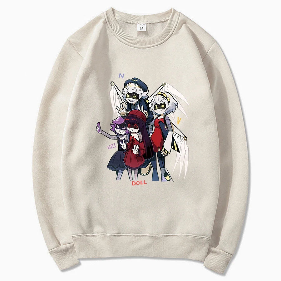 Unisexhoodie met kangoeroezak en anime-opdruk
