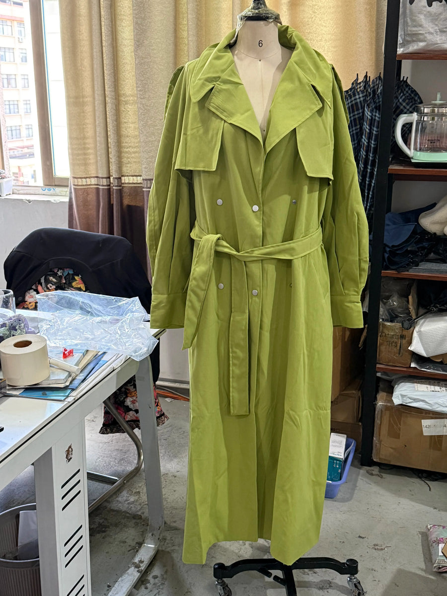 Damen Trenchcoat Oversize mit Bindegürtel Beige