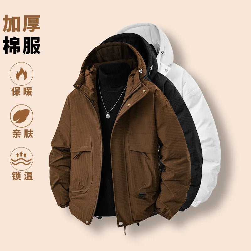 Herren Freizeit Kapuzenjacke mit Textur, Braun
