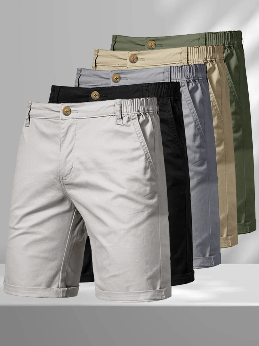 Chinoshorts voor heren met elastische tailleband en knoopsluiting