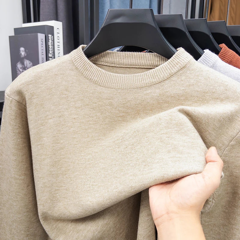 Unisex basic trui met ronde hals, lange mouwen en breisel