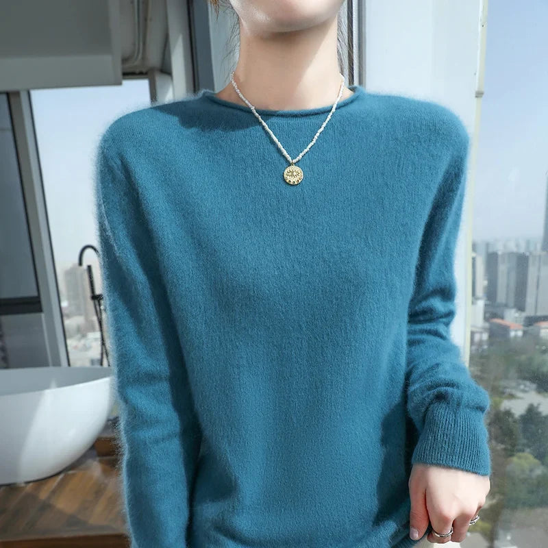 Damen Pullover Rundhals Langarm Weiches Material