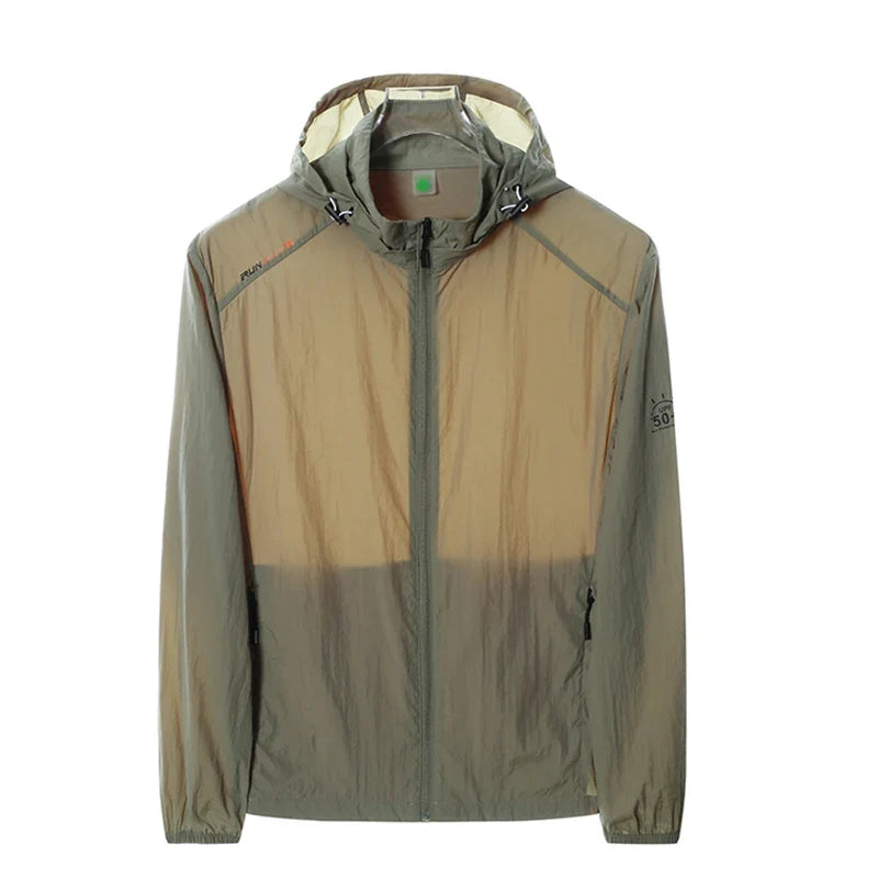Leichte Kapuzenjacke Windbreaker für Herren, atmungsaktiv, mit Reißverschluss