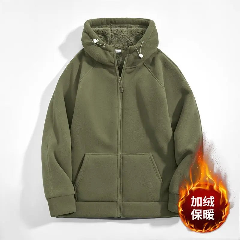 Unisex Kapuzenjacke mit Reißverschluss und Plüschfutter für kalte Tage