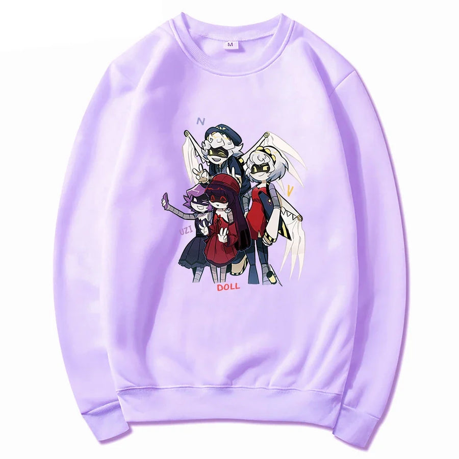 Unisexhoodie met kangoeroezak en anime-opdruk