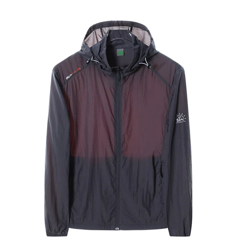 Leichte Kapuzenjacke Windbreaker für Herren, atmungsaktiv, mit Reißverschluss