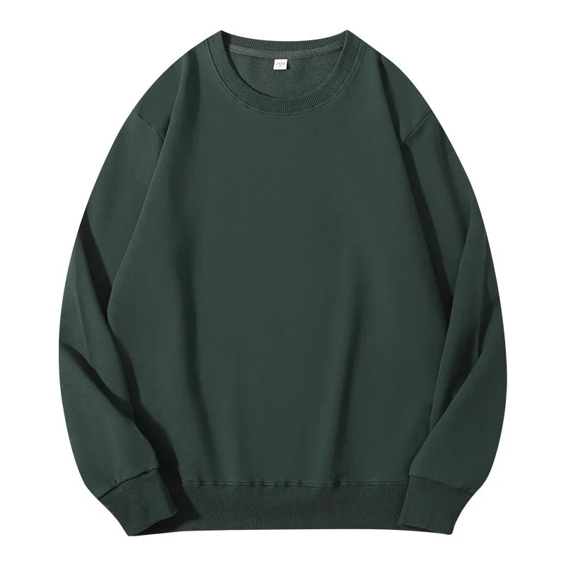 Unisex basic sweatshirt met ronde hals, lange mouwen, effen, geribde boorden, casual trui