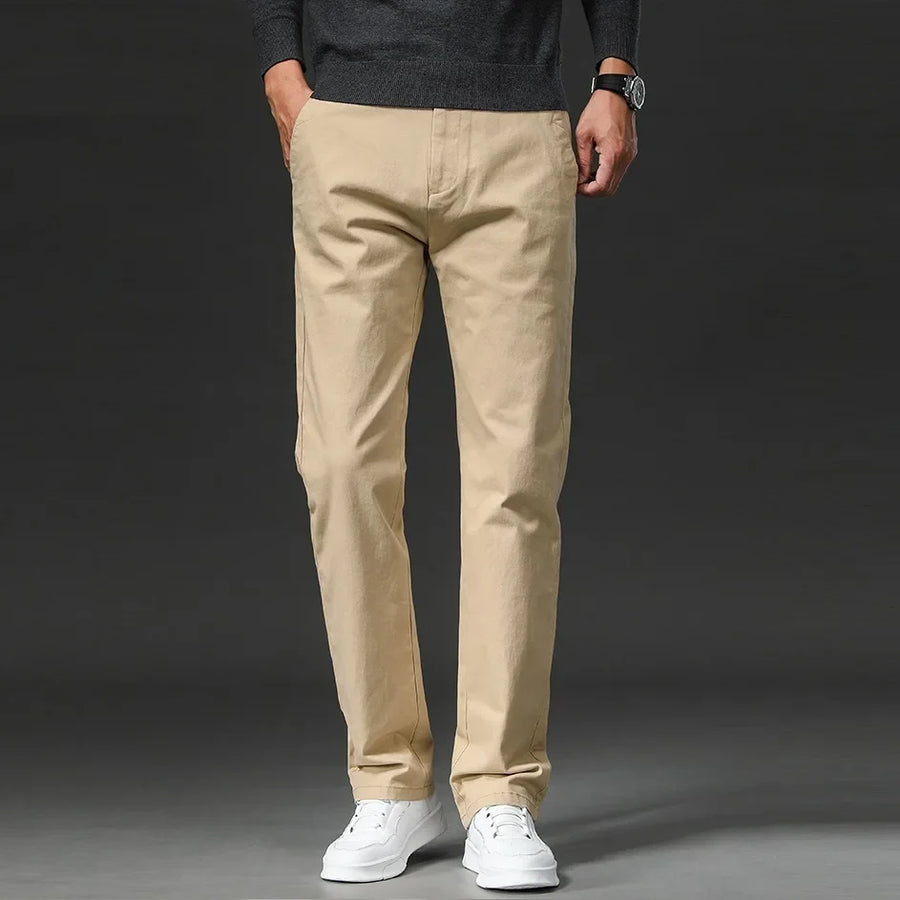 Herren Freizeithose Chino Hose Beige Schlicht Baumwollmischung