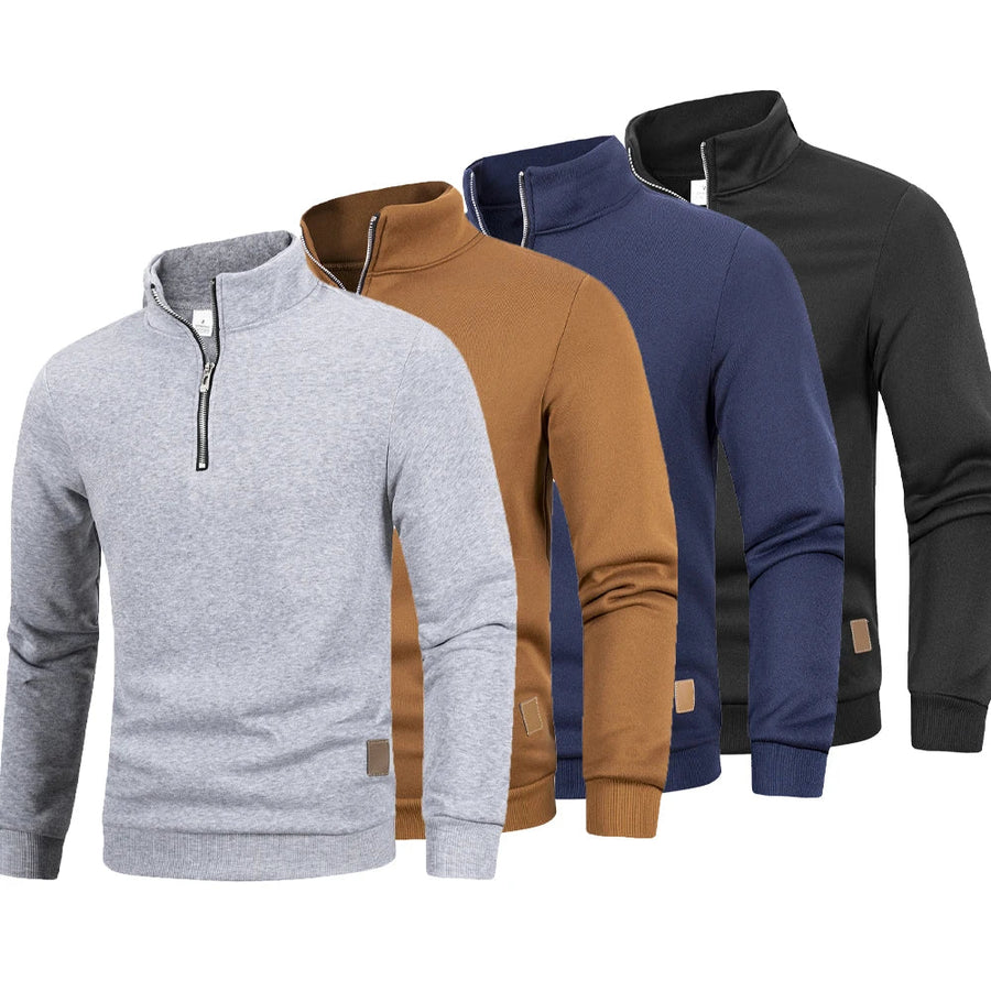 Half-ziptrui voor heren met opstaande kraag, sweatshirt