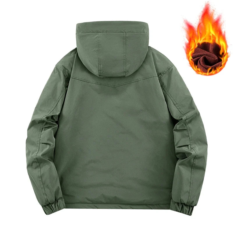 Herren Winterjacke mit Kapuze und Reißverschluss, gefüttert