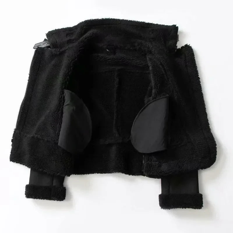 Bikerjacke gefüttert Damen mit Reverskragen und Reißverschlüssen