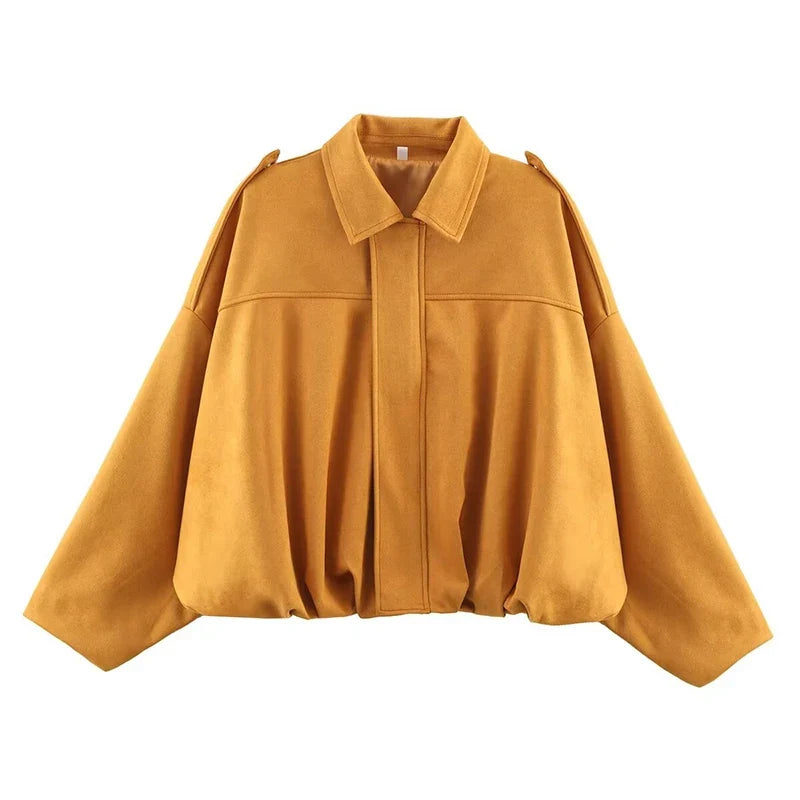Kurze Jacke Damen Bomberjacke im Pilotenstil Übergangsjacke Grün Beige