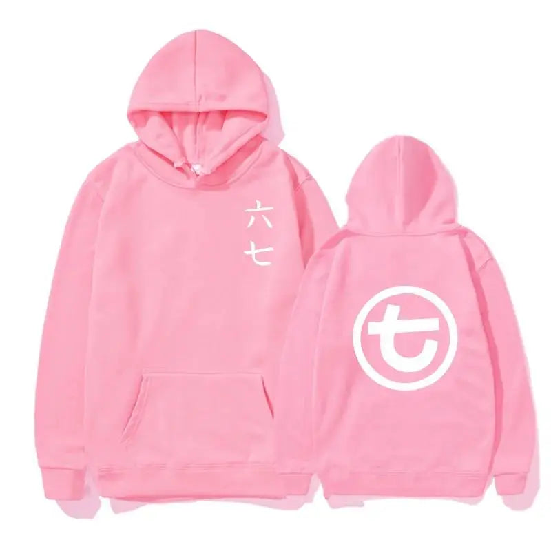 Hoodie met Chinese karakters en rond symbool, effen