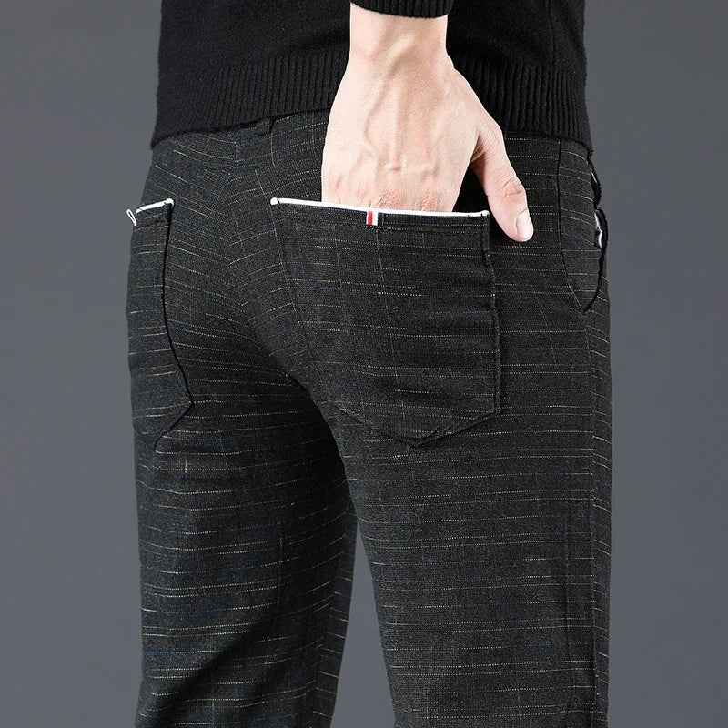 Geruite en gestreepte herenbroek, slim fit, elegant