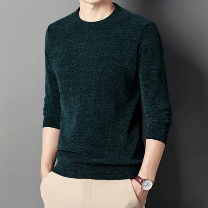 Herren Rundhals Pullover Langarm Fleece-Futter