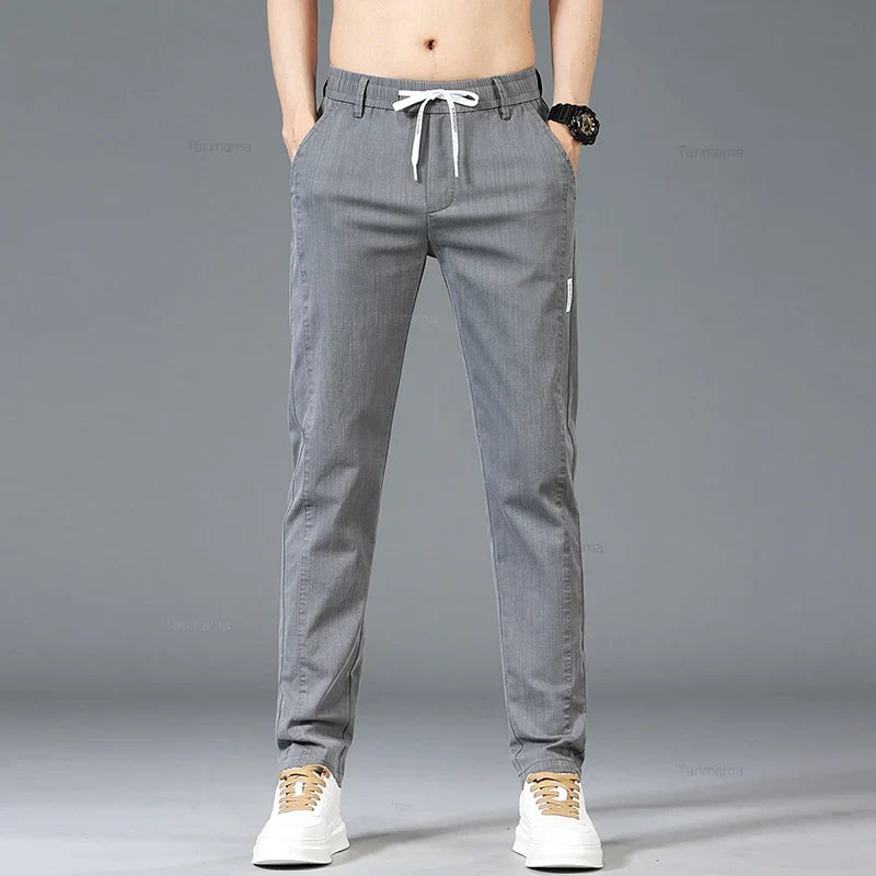 Vrijetijdsbroek voor heren met trekkoord en elastische tailleband, slim fit