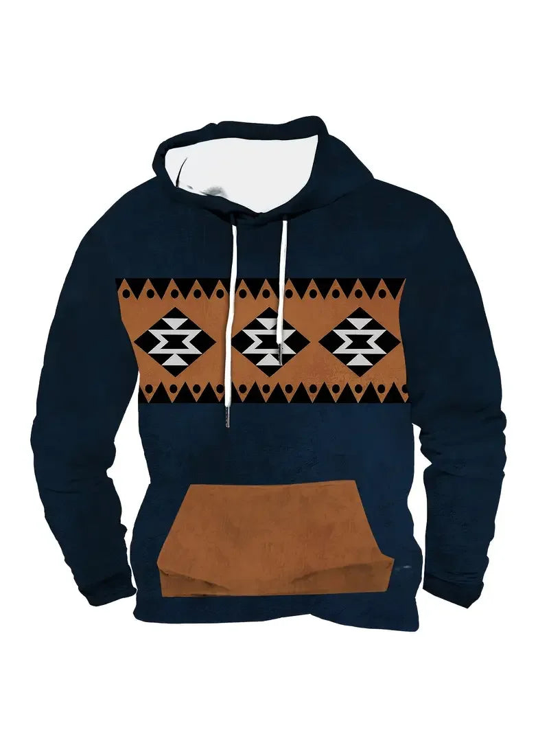 Hoodie mit Motivdruck, Kängurutasche, Kapuze und Kordelzug