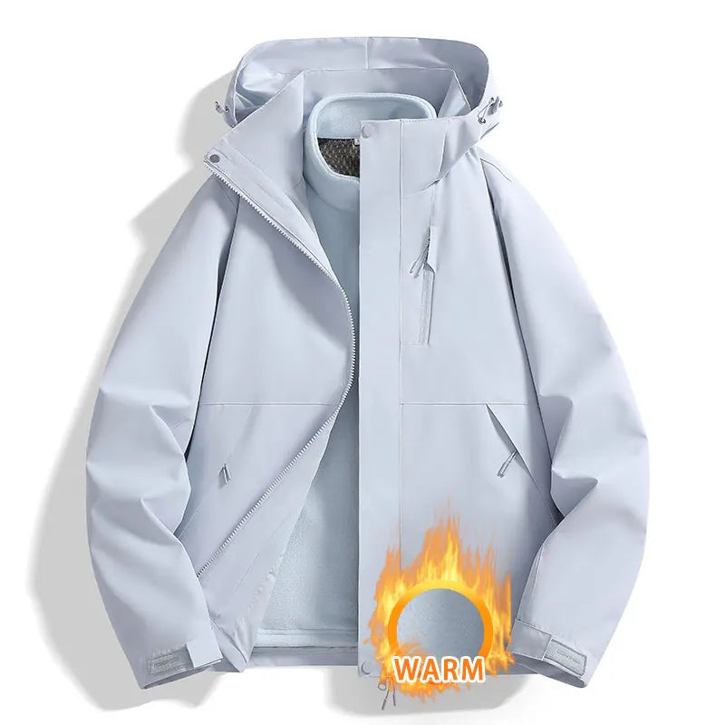 3-in-1 Jacke Unisex Wasserdicht Winddicht Winterjacke mit Fleece-Innenfutter Kapuze