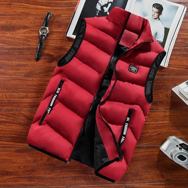 Herren Steppweste mit Stehkragen - Gesteppte Winter Weste mit Reißverschluss & Taschen
