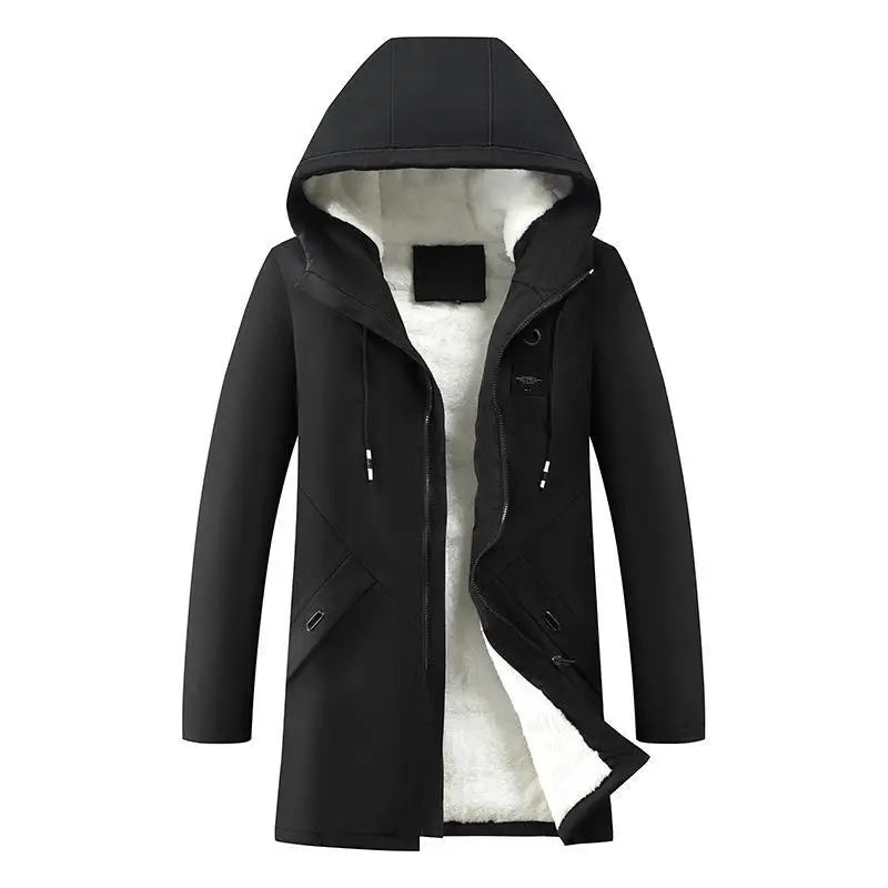 Herren Winterjacke mit Kapuze Gefüttert Lang Warm Parka