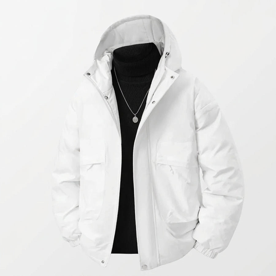 Casual herenjas met capuchon en textuur, bruin