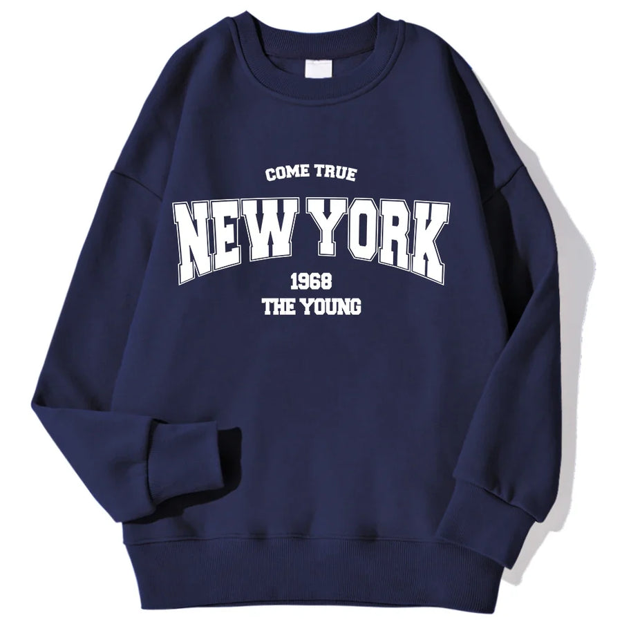 Unisex sweatshirt met lange mouwen, ronde hals en logo-opdruk, casual top