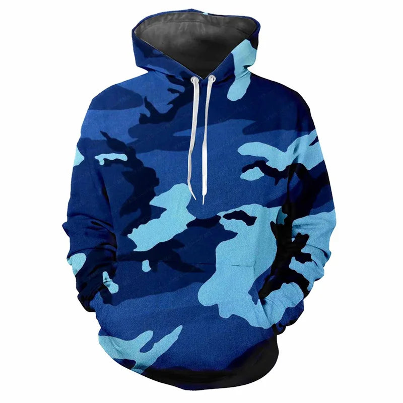 Hoodie met capuchon, camouflagepatroon, kangoeroezak, unisex