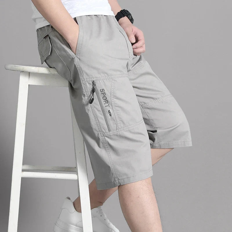 Herren Caprihose Cargo Shorts Freizeithose mit Taschen