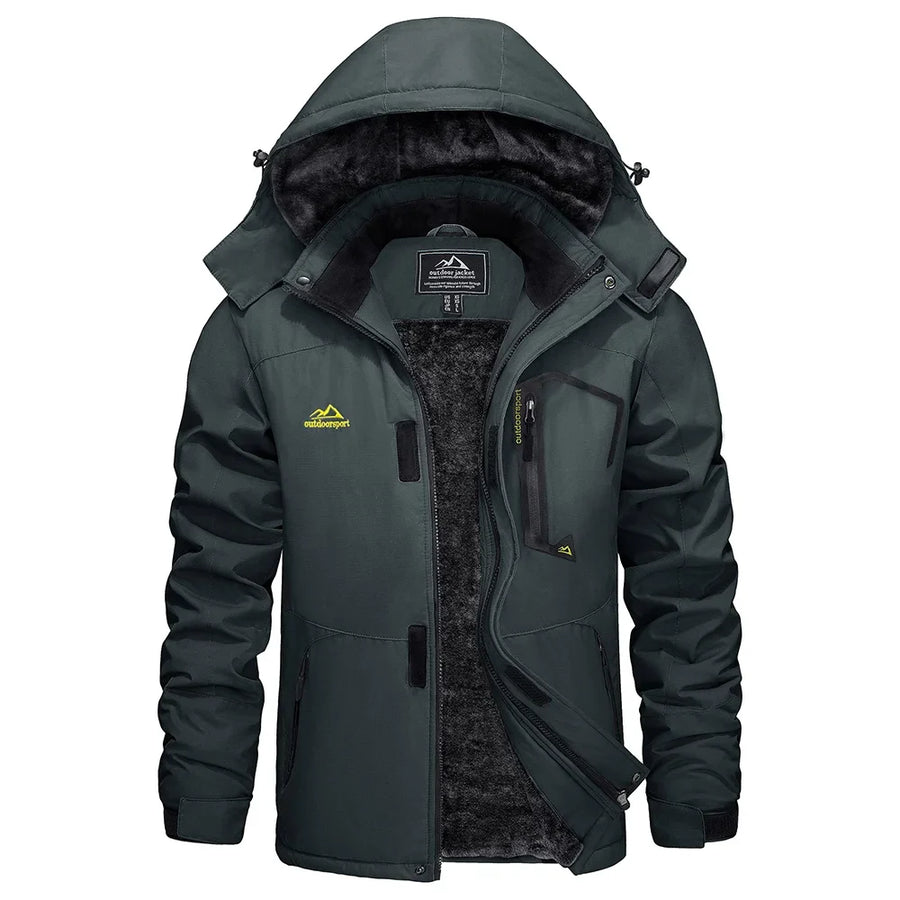 Herren Winterjacke mit Kapuze, gefüttert, atmungsaktiv, outdoor