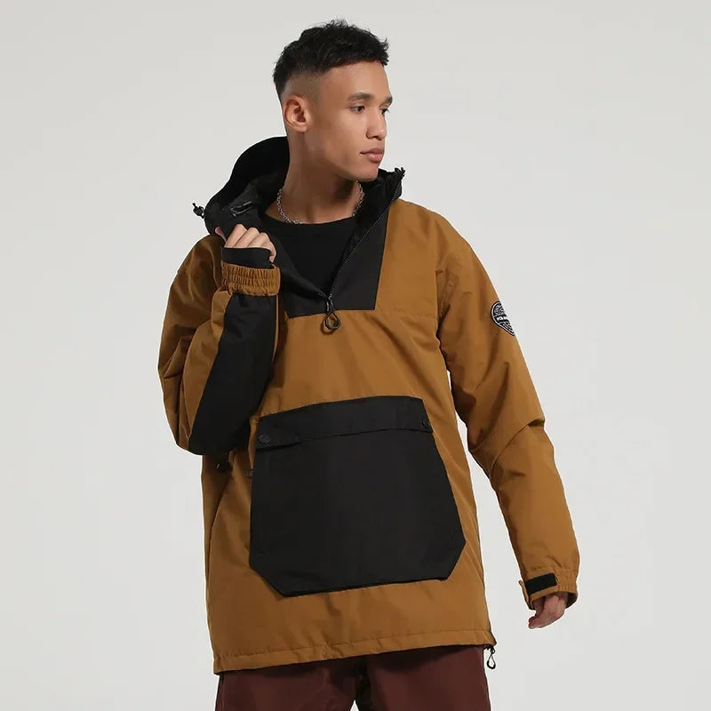 Unisex Anorak Jacke mit Kapuze & Kängurutasche – Wasserdicht aus Synthetik