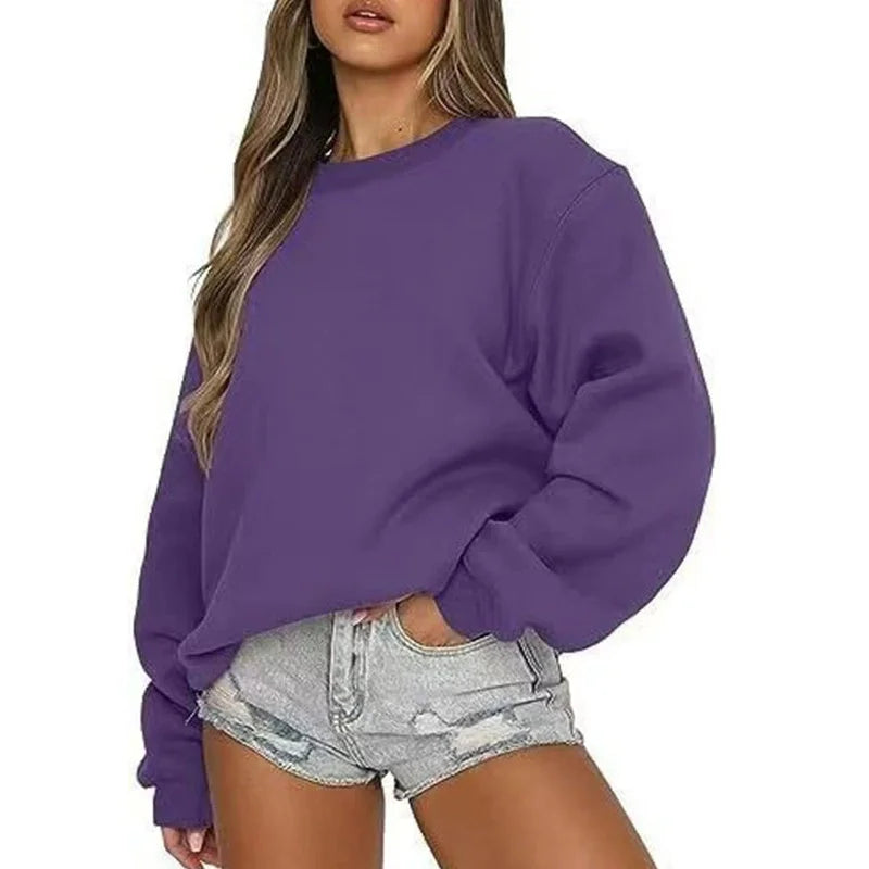 Oversized damessweatshirt met ronde hals en lange mouwen, casual trui