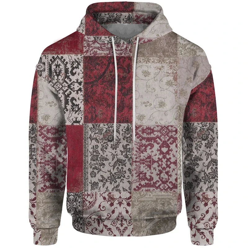 Hoodie met patchworkpatroon en capuchon
