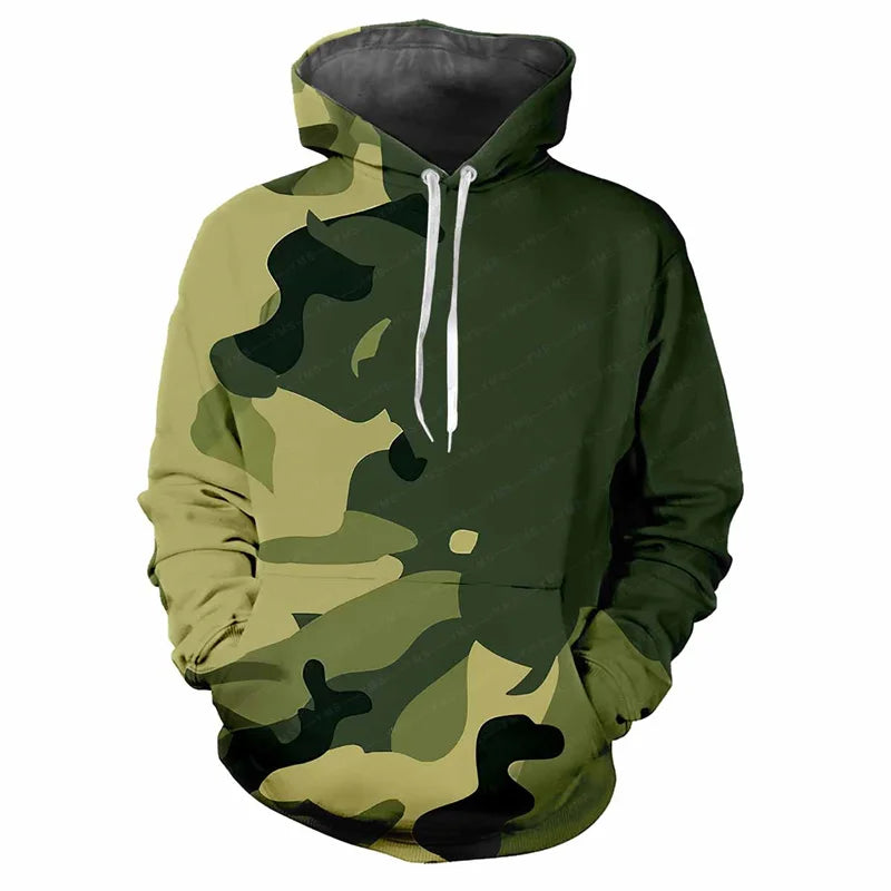 Hoodie met capuchon, camouflagepatroon, kangoeroezak, unisex