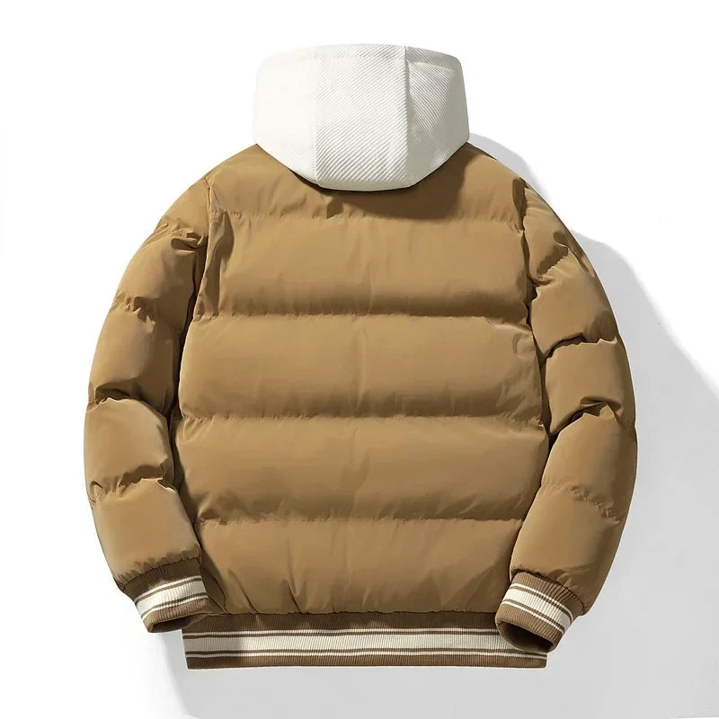 Unisex Winter Steppjacke mit Kapuzeneinsatz und Schriftzug