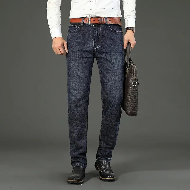 Herren Jeans Hose Regular Fit Blau Schwarz Gefüttert Ungefüttert