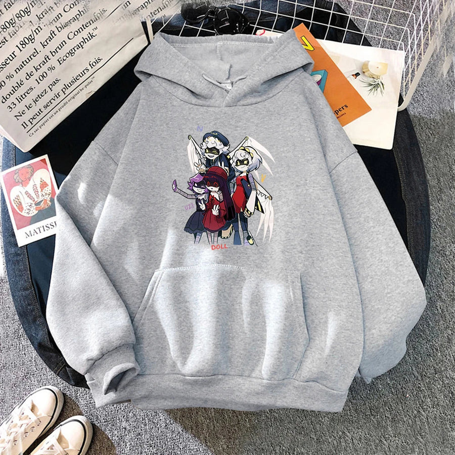 Unisexhoodie met kangoeroezak en anime-opdruk