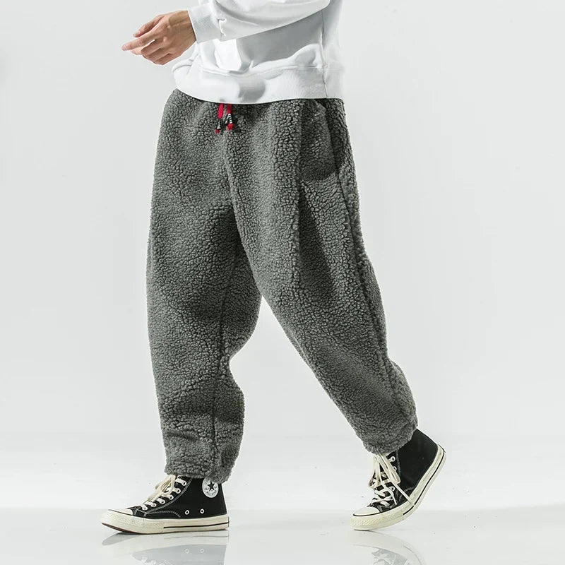 Unisex joggingbroek van teddyfleece, zachte broek met trekkoord voor heren & dames