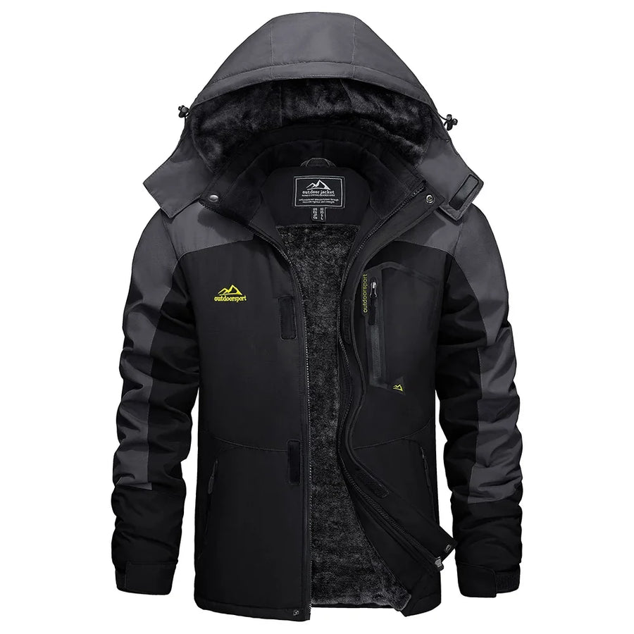 Herren Winterjacke mit Kapuze, gefüttert, atmungsaktiv, outdoor