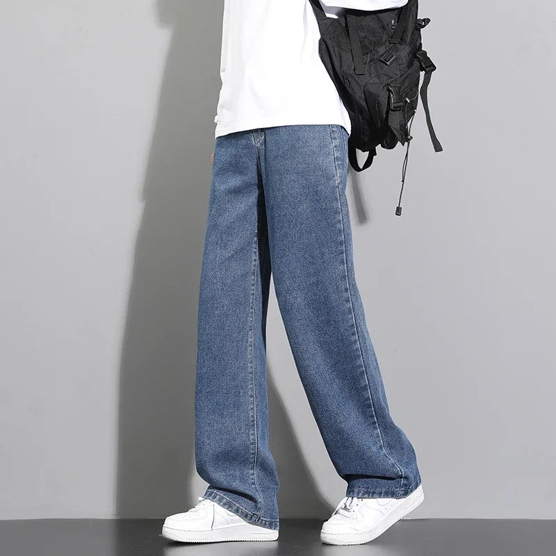 Herenjeans met ruime pasvorm en rechte pijpen denim broek