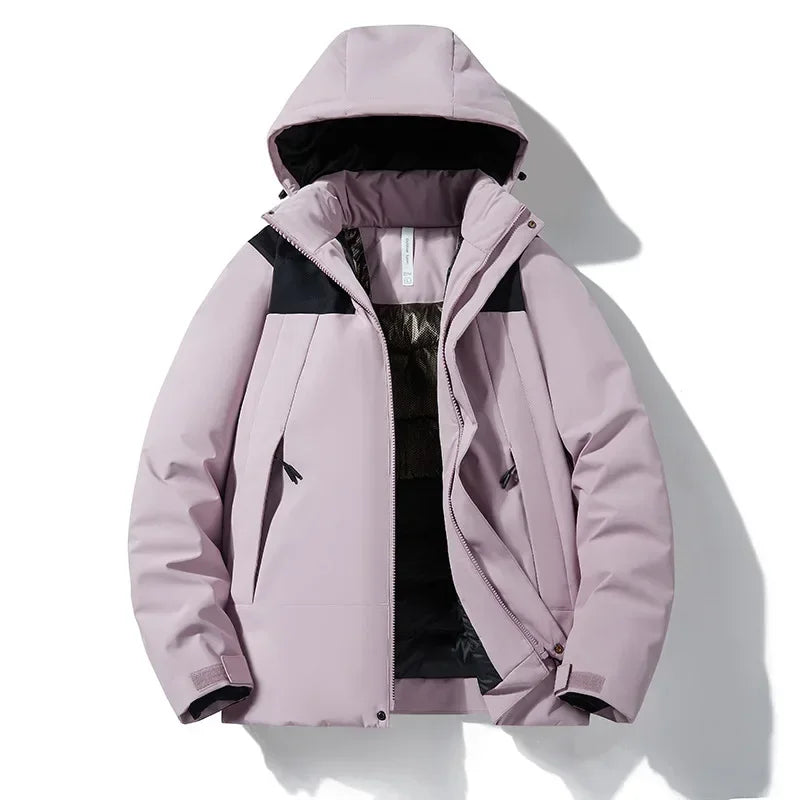 Unisex Winterjacke mit Kapuze, gepolstert, Reißverschluss, warm