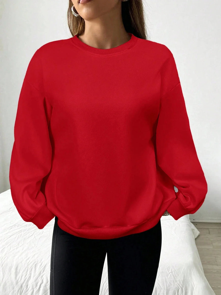 Grijs damessweatshirt met ronde hals, lange mouwen, oversized