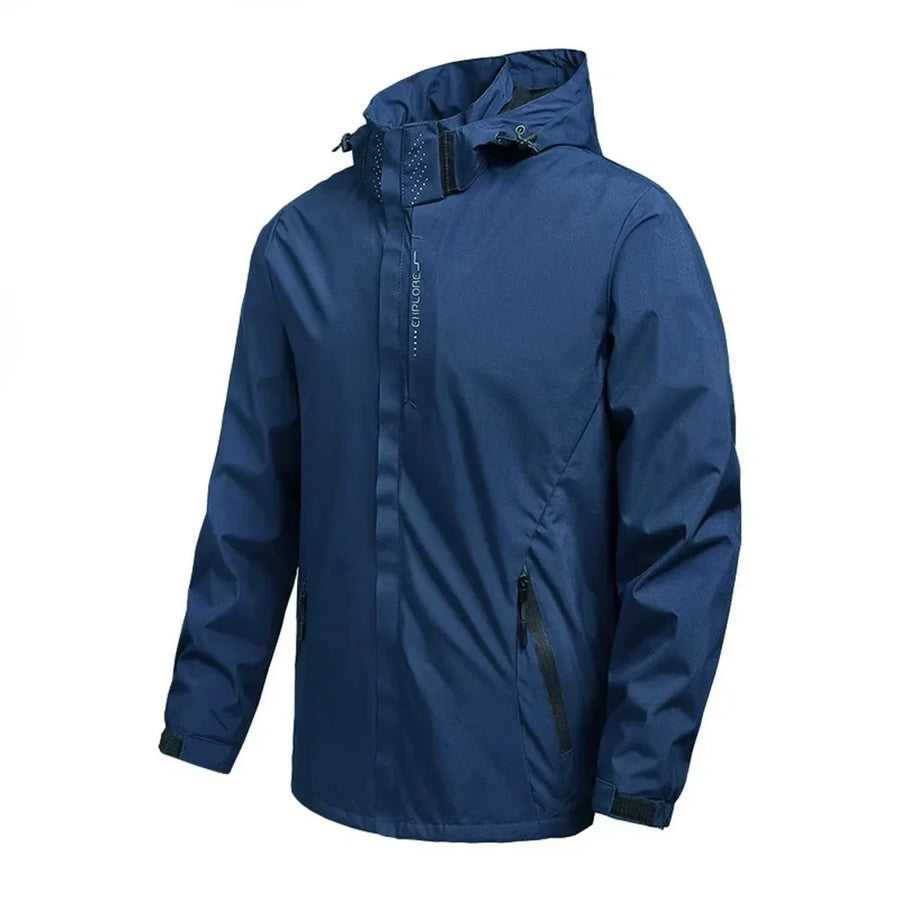 Unisex Outdoorjacke mit Kapuze und Reißverschluss, wasserabweisend